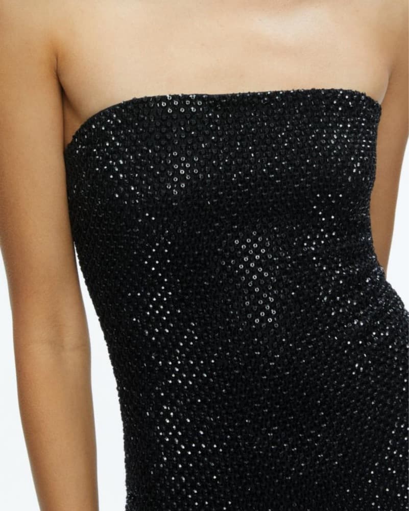 Alice + Olivia Black Sparkly Mini Dress - Image 3