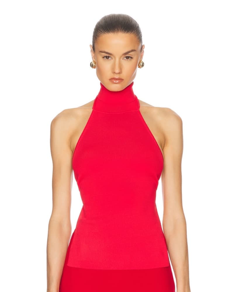 Cult Gaia Wake Knit Top Ghermez Red - Image 3