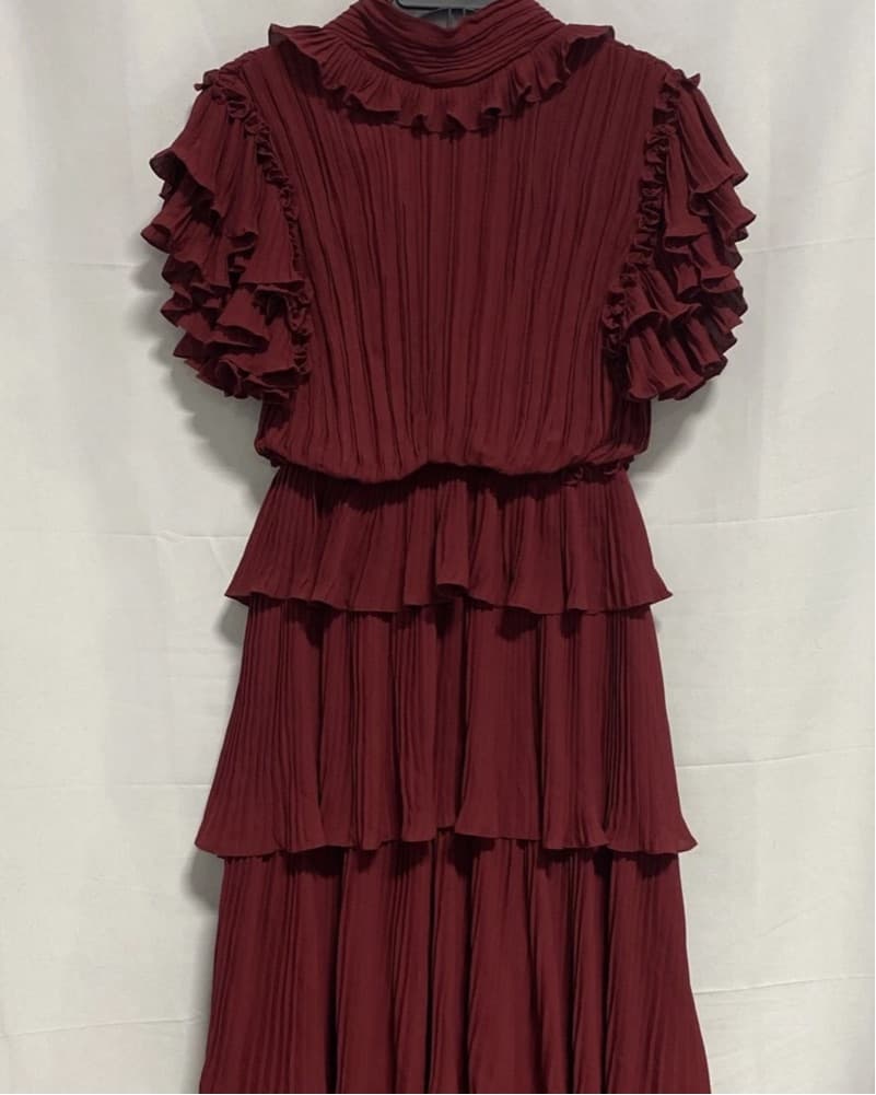 Johanna Ortiz Red Tiered Midi Dress 6 - Image 3