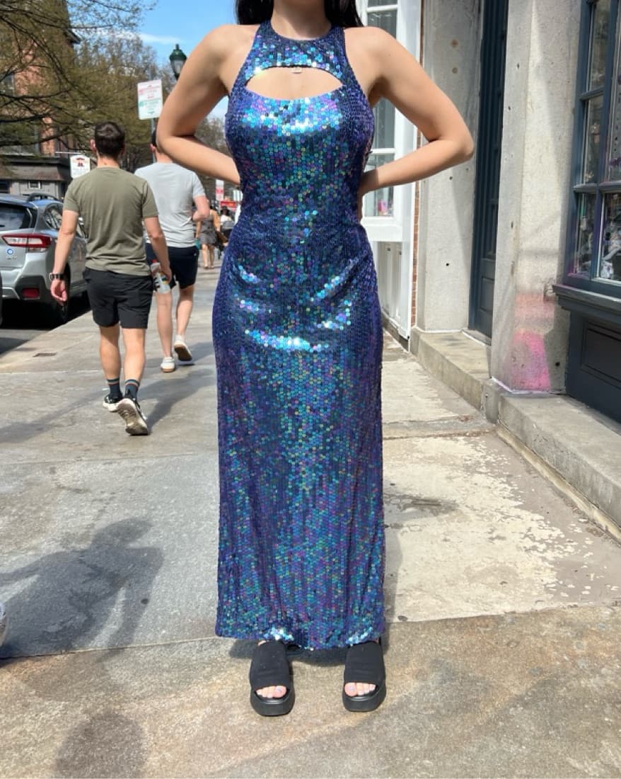Vintage Iridescent Sequin Cut Out Gown - Image 3