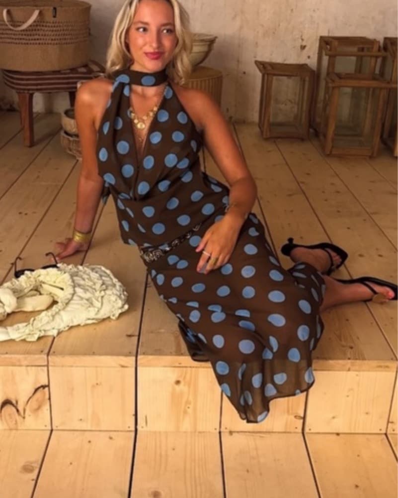 Zara Brown And Blue Polka Dot Set  - Image 2