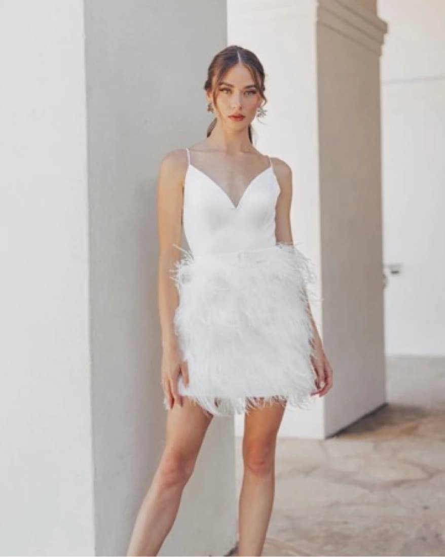 Untamed Petals Celine Feather Mini Dress - Image 1