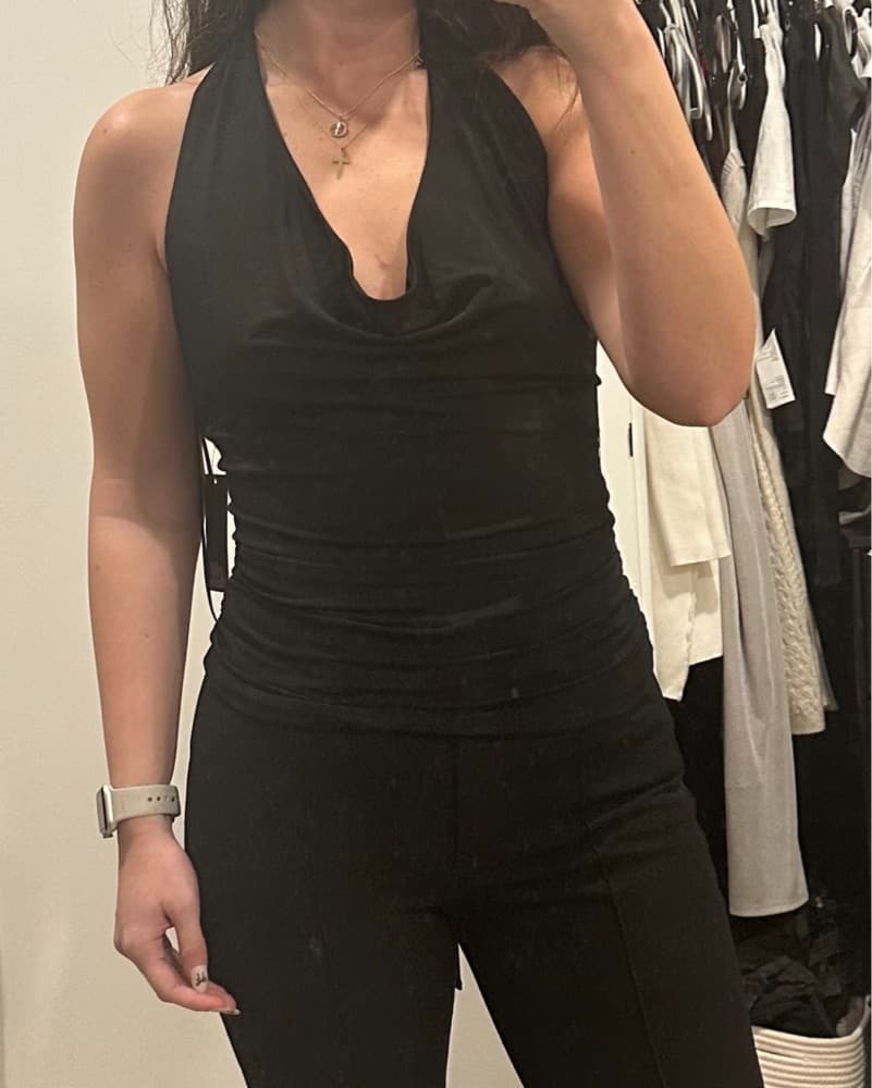 Black Cowl Neck Open Back Top - Image 1