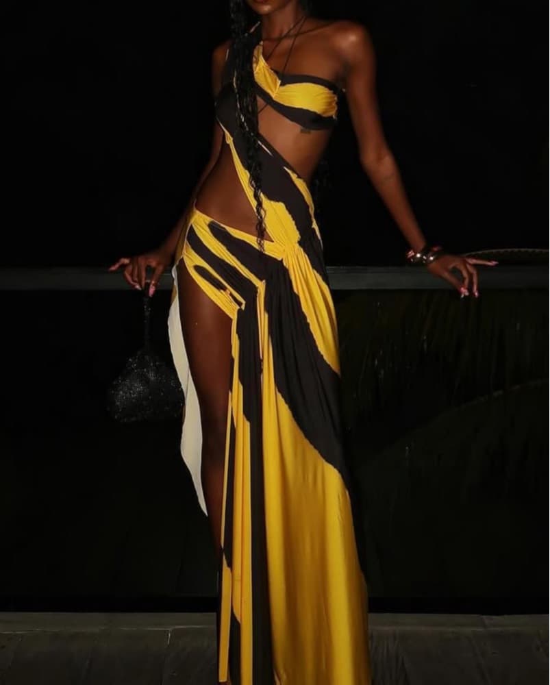 Fal-ash wrap around dress animal print - Image 2