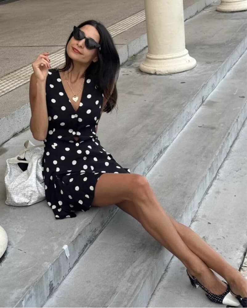 Doen Aubrey Polka Dot Silk Mini Dress - Image 4