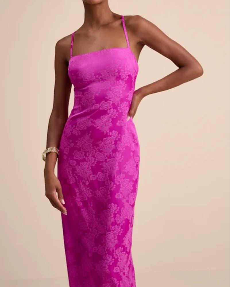 Lulu’s Elegant Fuchsia Lace Gown - Image 1