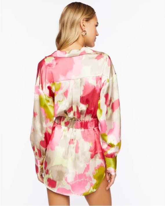 Satin Watercolor Mini Dress - Image 3