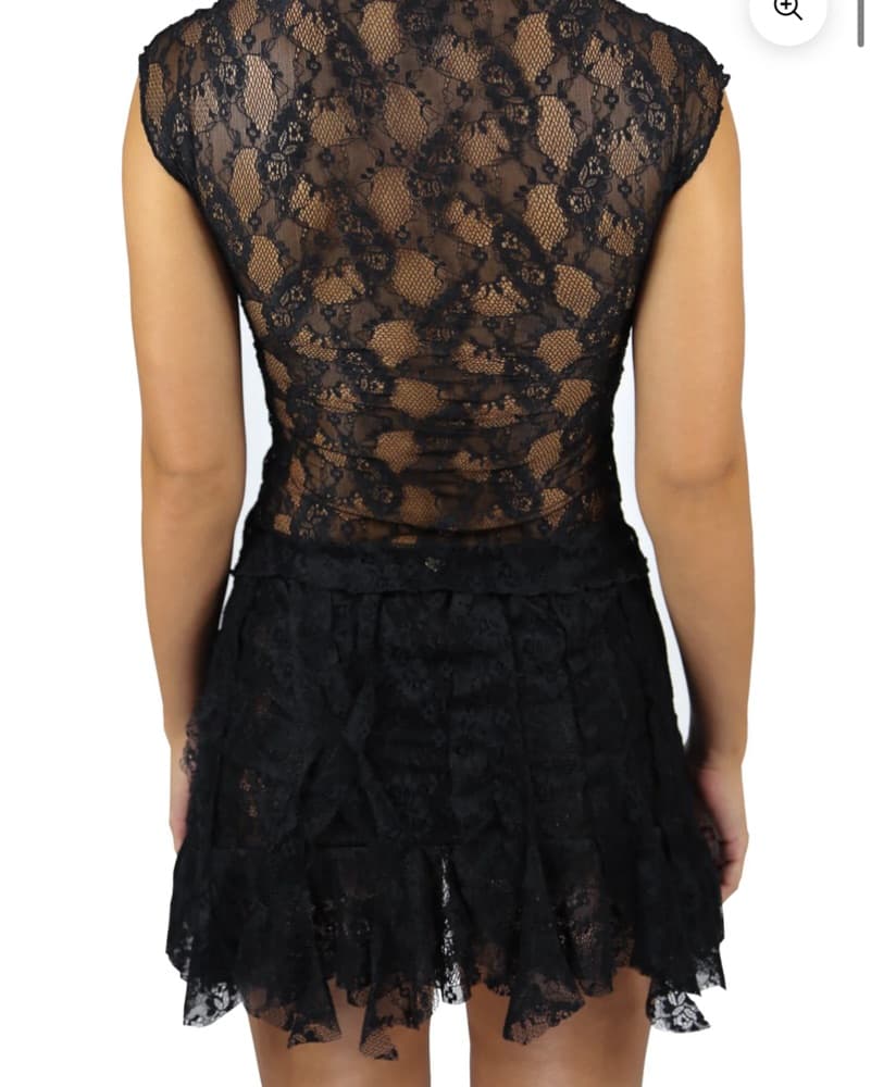 Heart Of Sun Black Lace Top & Skirt Set - Image 2