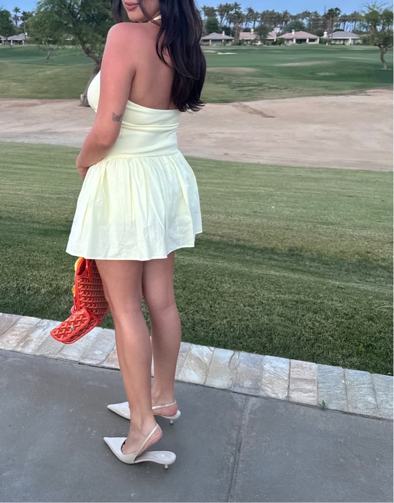 Zara Butter Yellow Halter Dress - Image 2
