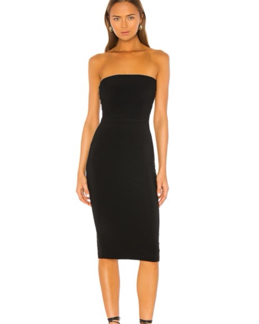 Norma Kamali Strapless Black Midi Dress - Image 2