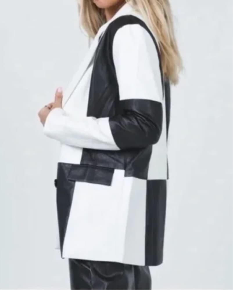 Black And White Leather Jacket - Image 2