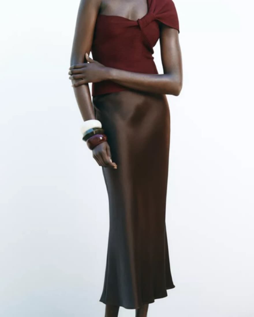 Zara Satin Midi Skirt  - Image 1