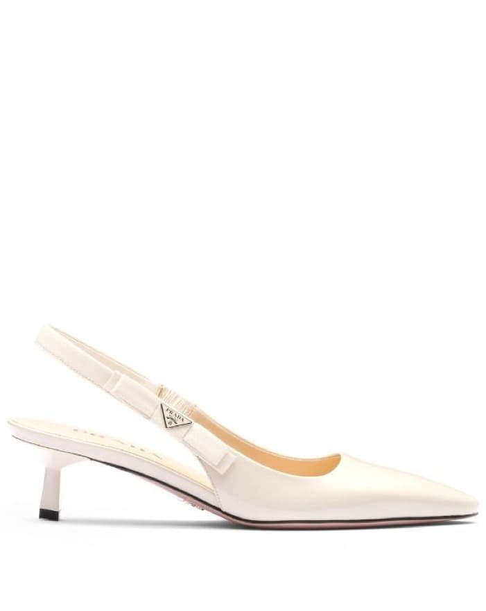 $1,220 Prada Ivory Bow Slingback Pumps - Image 3