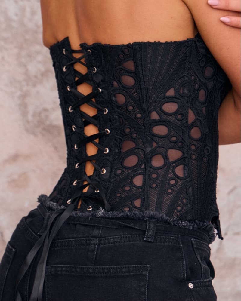 PLT Black Lace Corset Top - Image 2