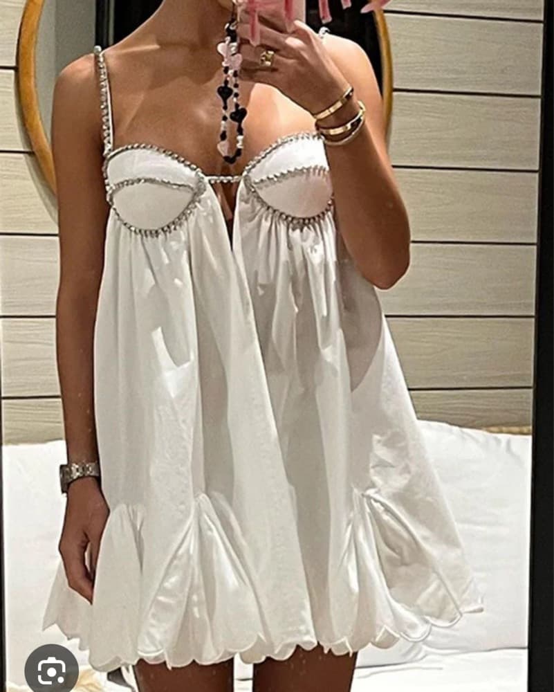 Area White Crystal Mini Dress - Image 6