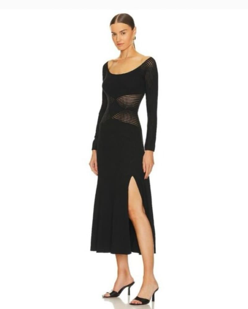 Sovere Elegant Black Midi Dress - Image 2
