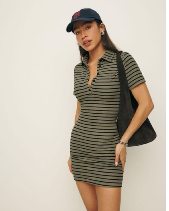Green And White Elena Knit Striped Dress - Image 2