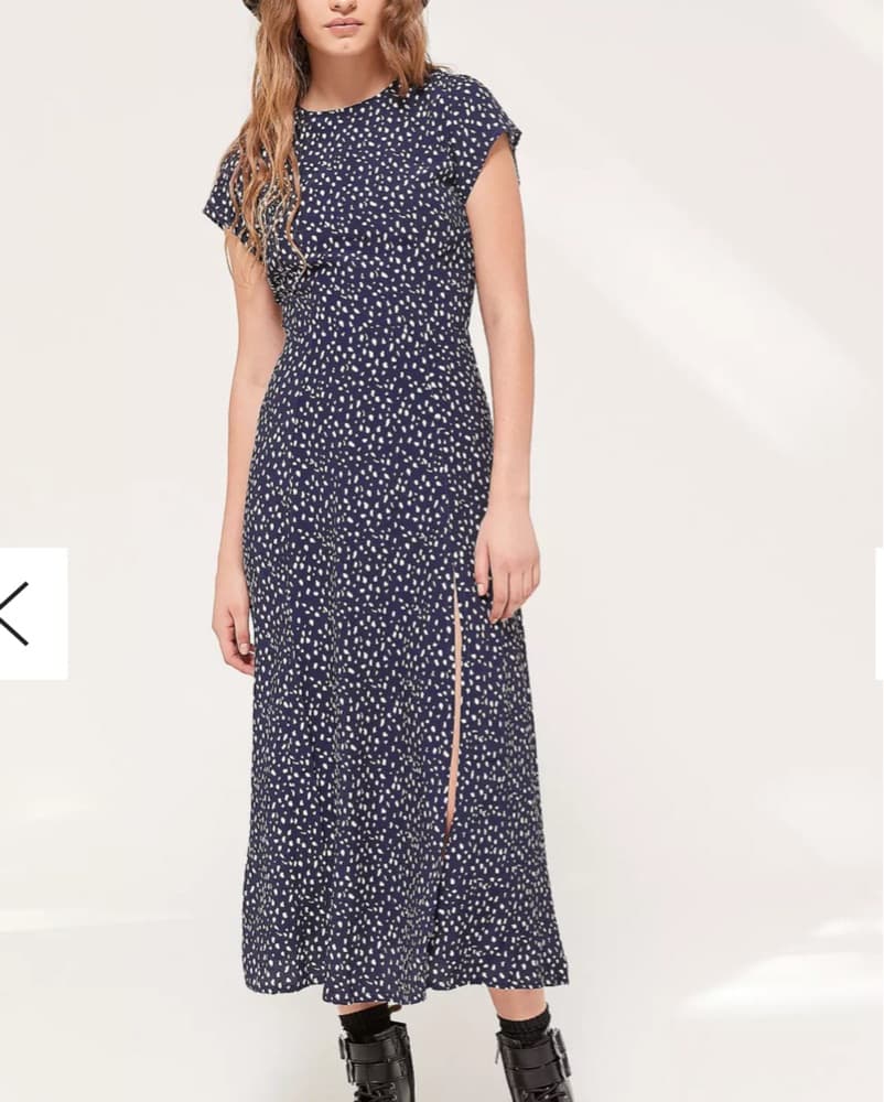 UO Navy Polka Dot Open Back Dress - Image 2