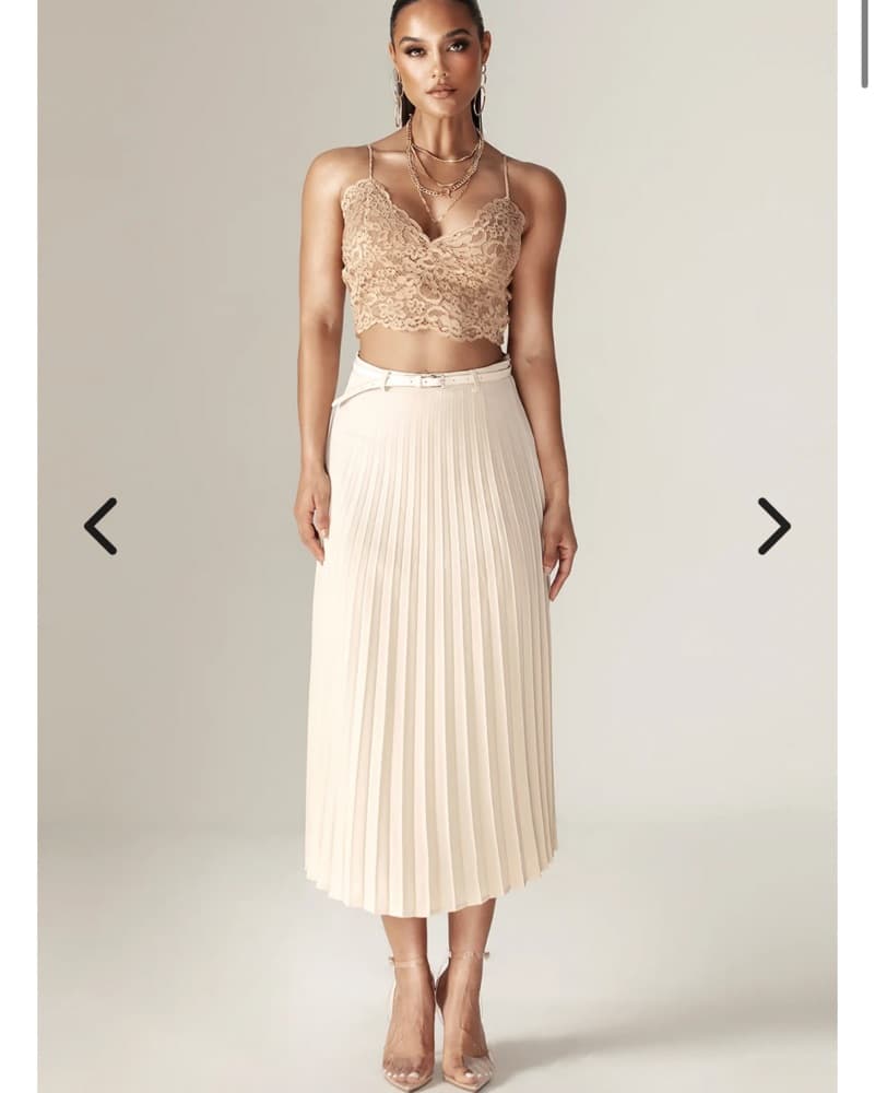 Aliava Nude Lace Crop Top - Image 1