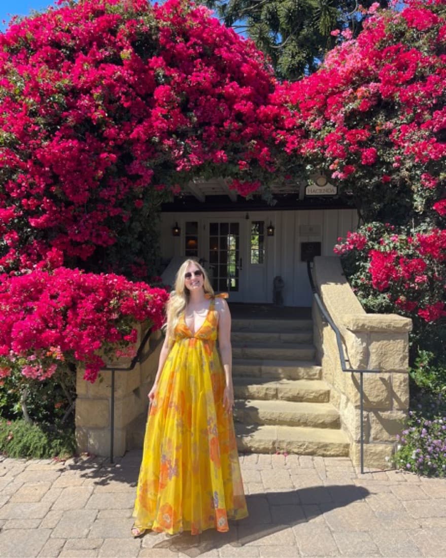 Yellow Floral Staud Summer Dress - Image 2