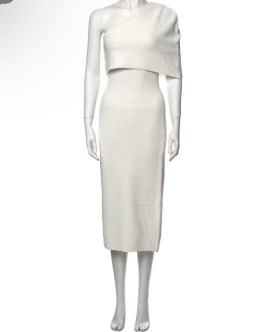 White One-Shoulder Midi Dress - Image 2
