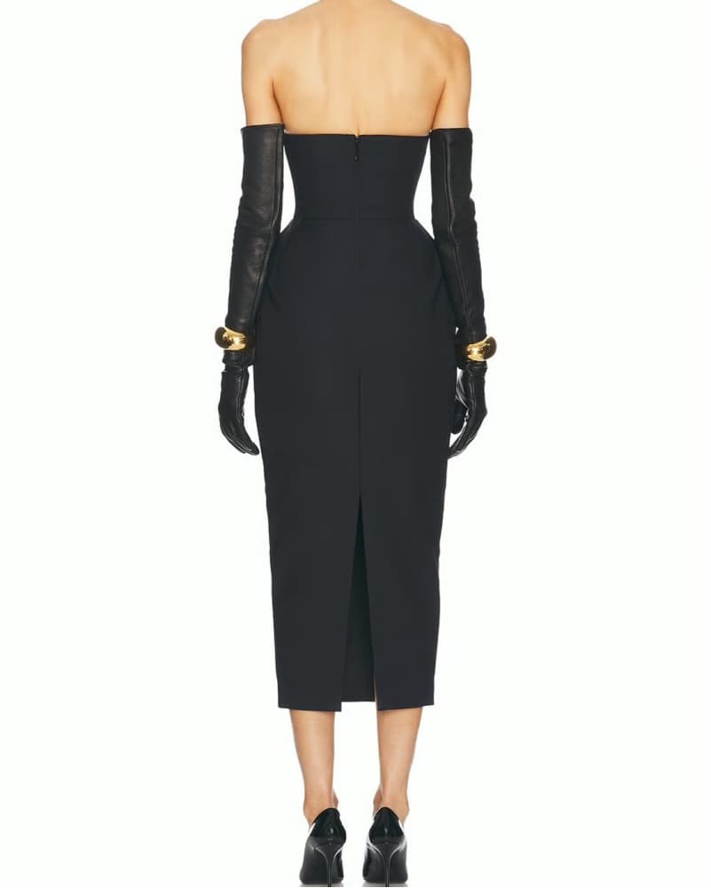 Helsa S Curve Dress With Bow in Black - Image 6