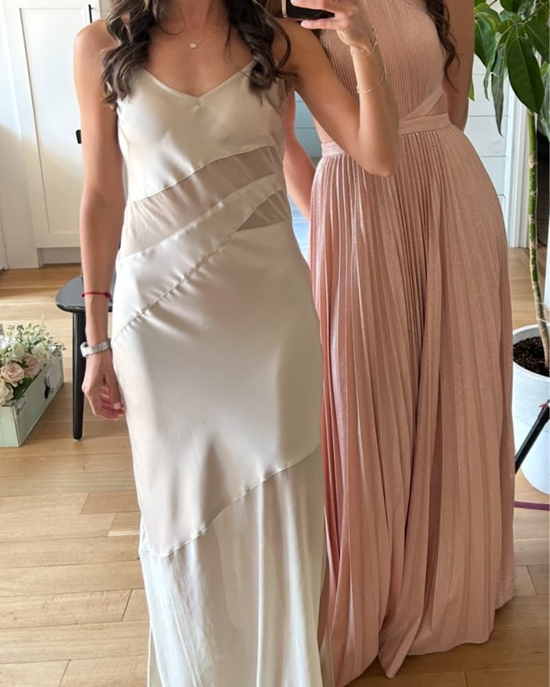 Elegant Satin and Mesh Maxi Dress - Image 2