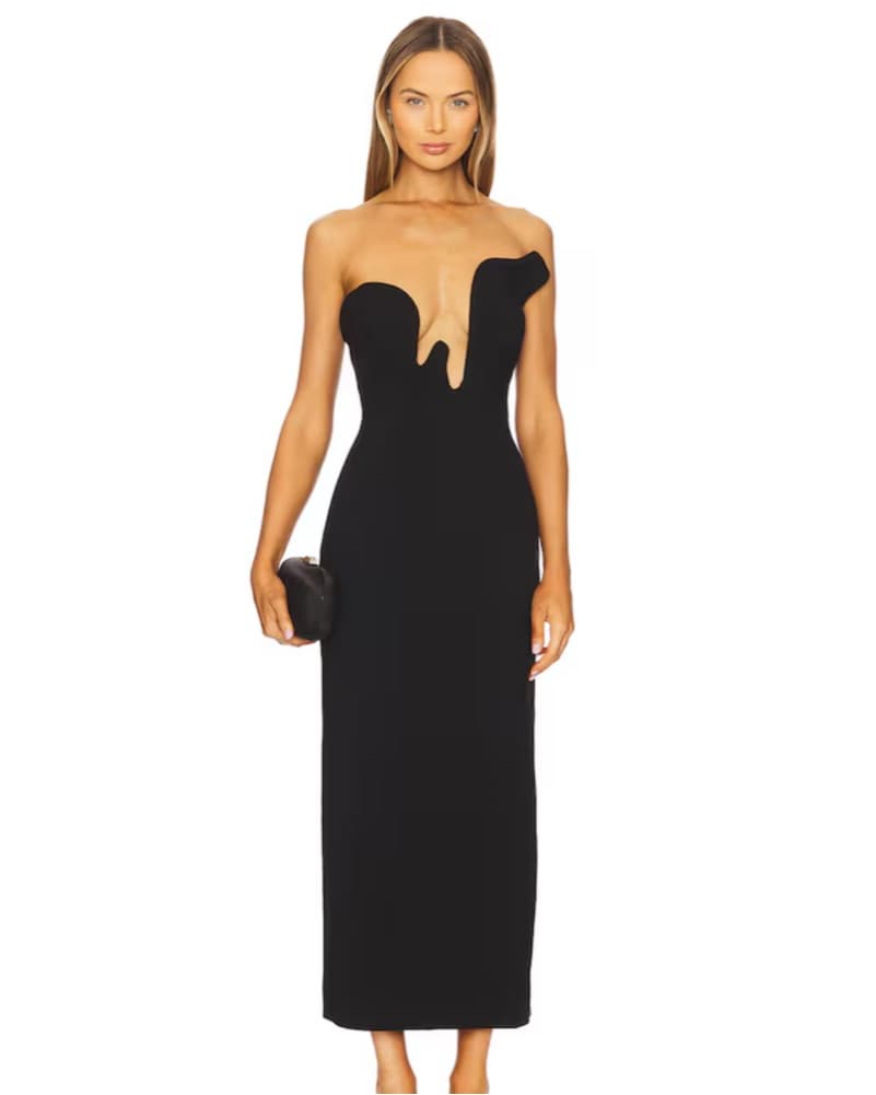 Black abstract midi Dress - Image 1