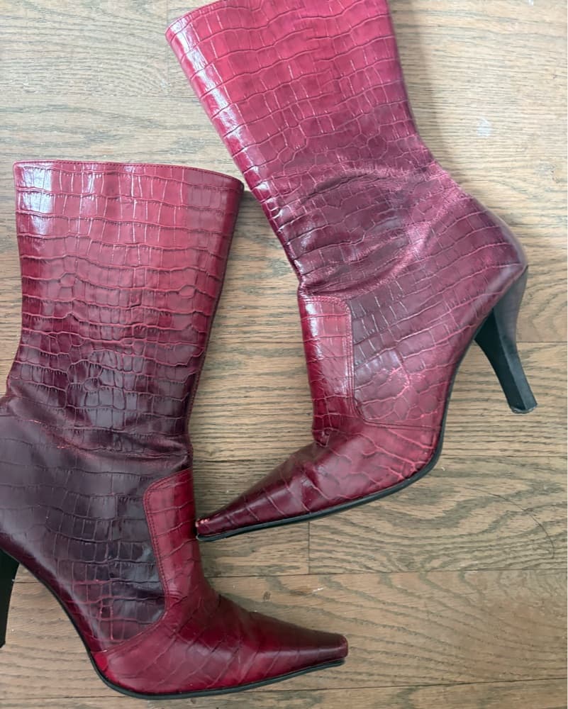 Striking Crocodile-Embossed Leather Boots - Image 1