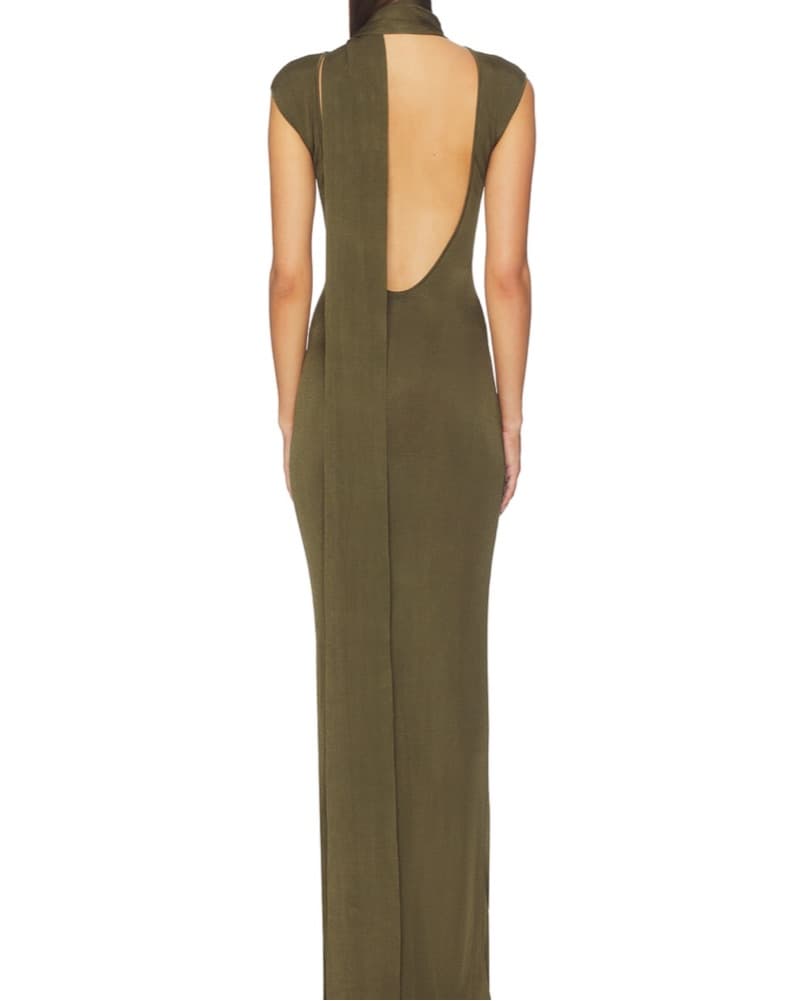 SRG DRESS Elegant Olive Green Maxi Dress - Image 2