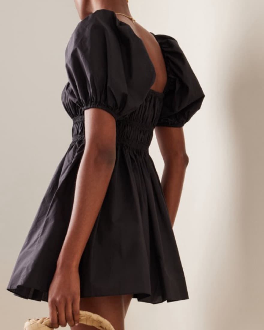 Matteau Black Shirred Cotton Mini Dress - Image 3