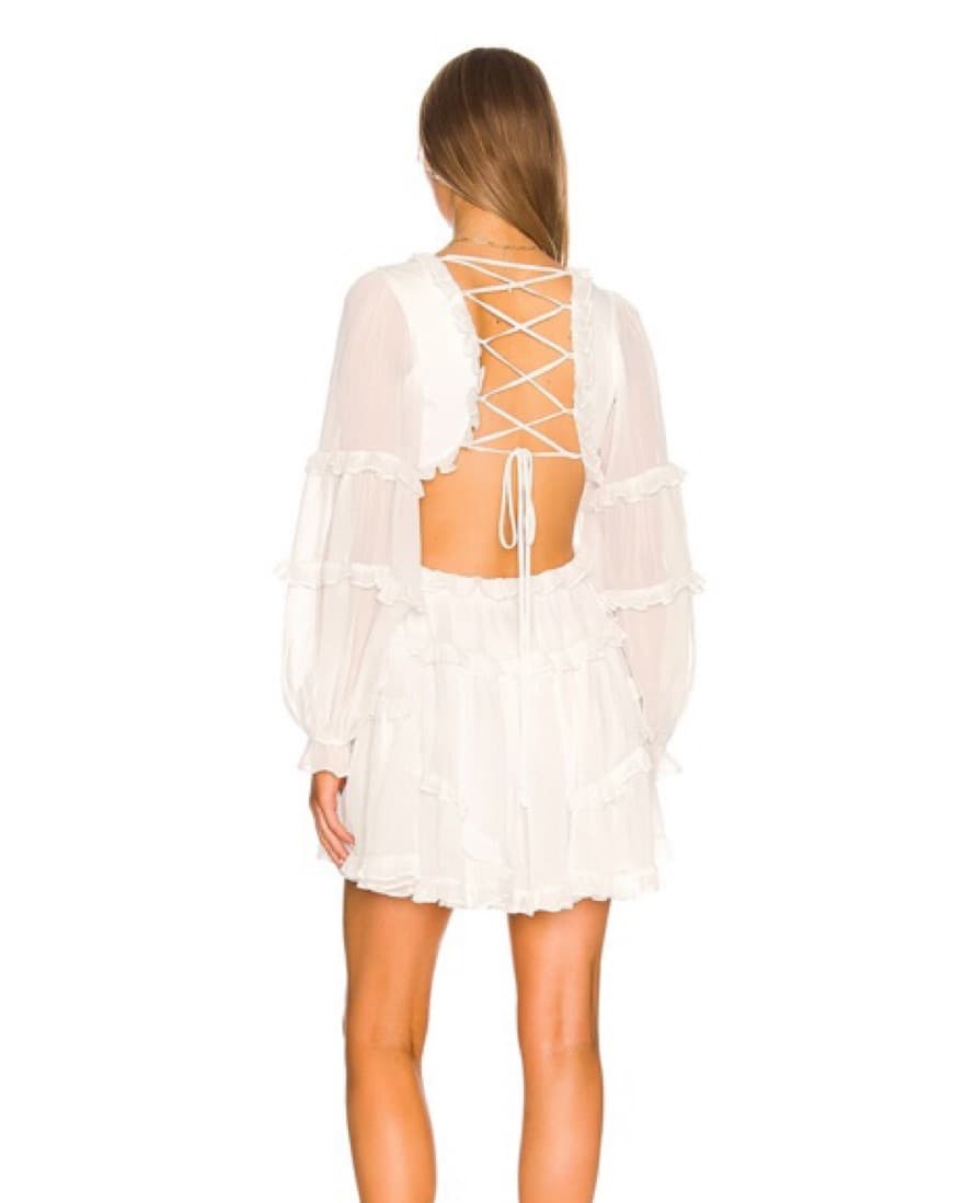 White Ruffled Mini Dress - Image 3