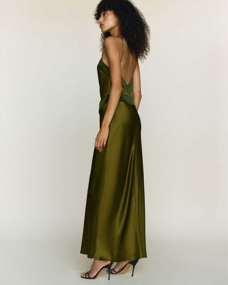 Reformation Jillian olive green dress - Image 3