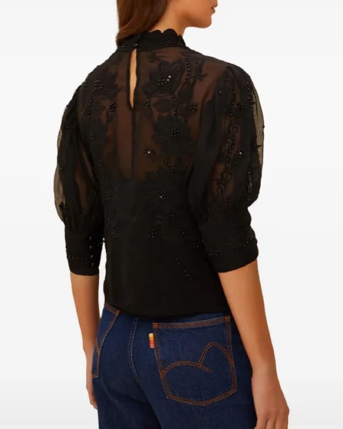 Farm Rio  Sheer Embellished Blouse - Image 3