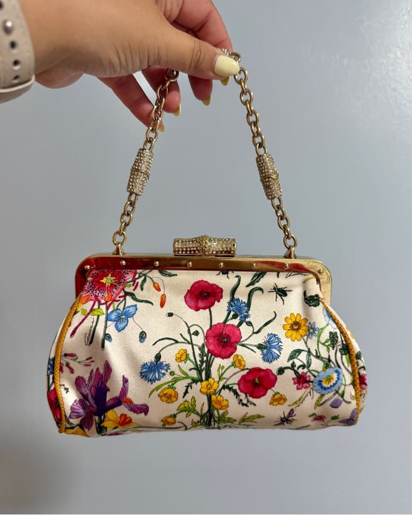 Vintage Gucci Floral Satin Mini Bag - Image 1