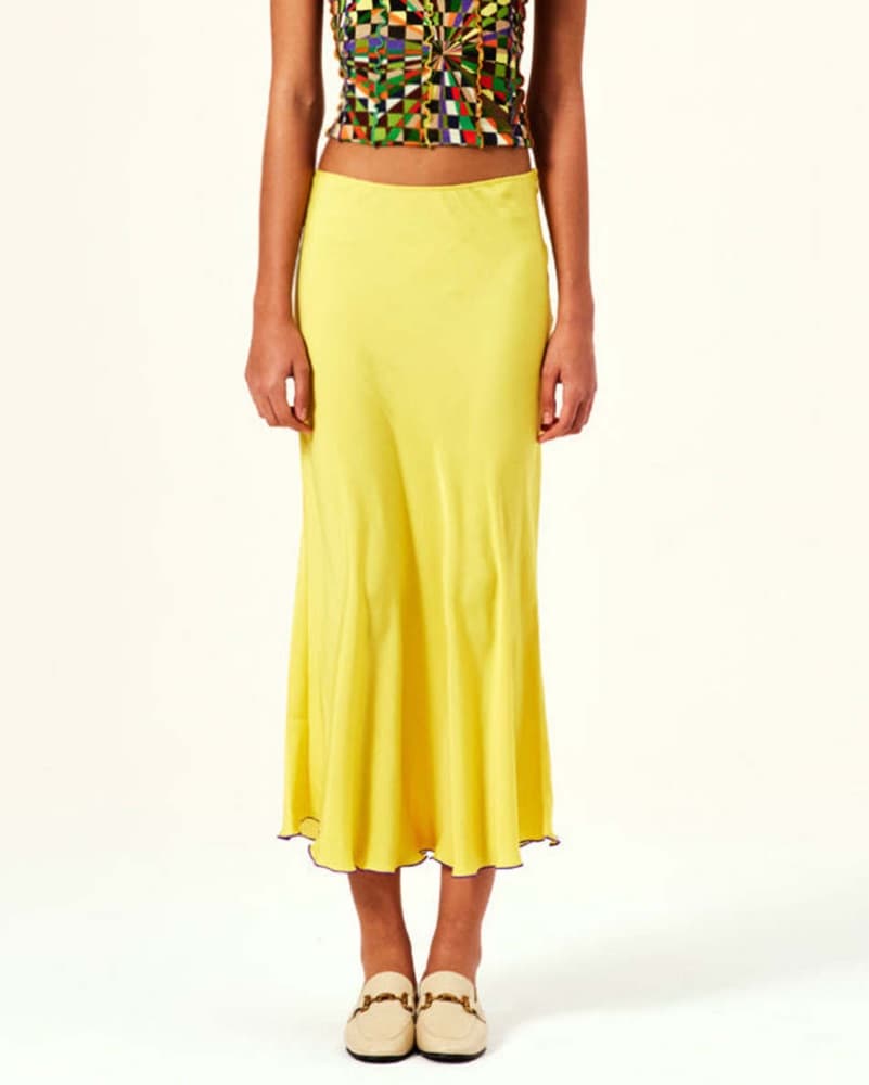 Siedres Yellow Prim Midi Skirt - Image 1