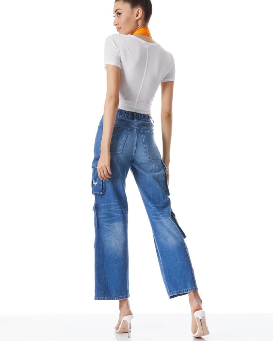 Alice & Olivia Denim Cargo Pants - Image 3