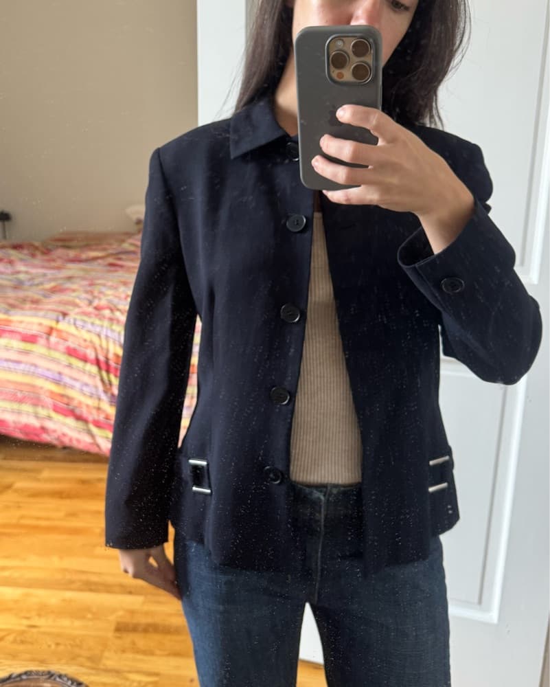 Calvin Klein Navy Wool Blazer - Image 1