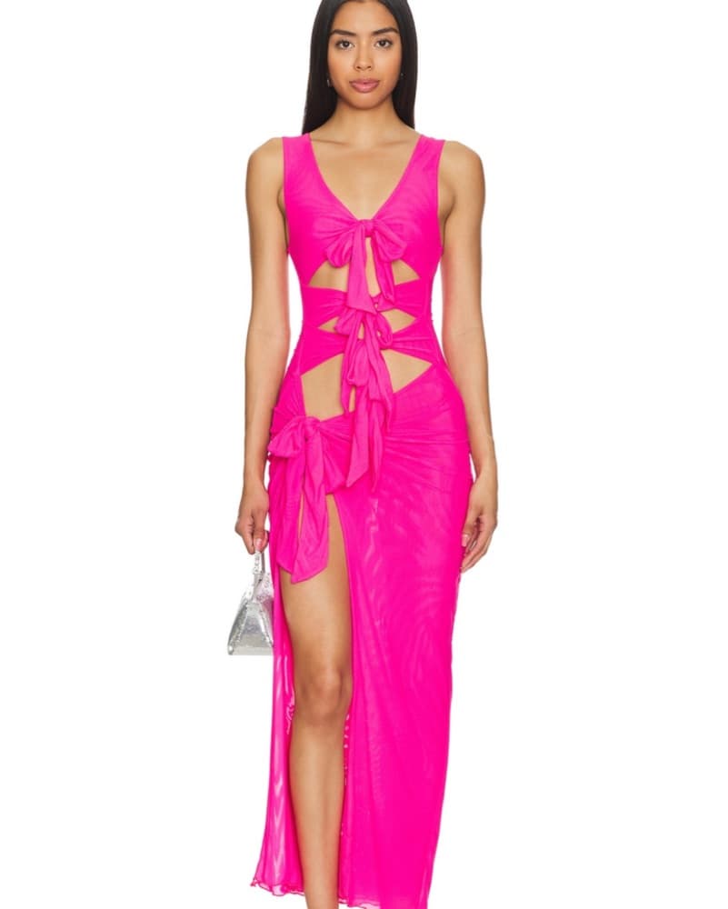 Superdown Nelly Hot Pink Sheer Maxi - Image 1