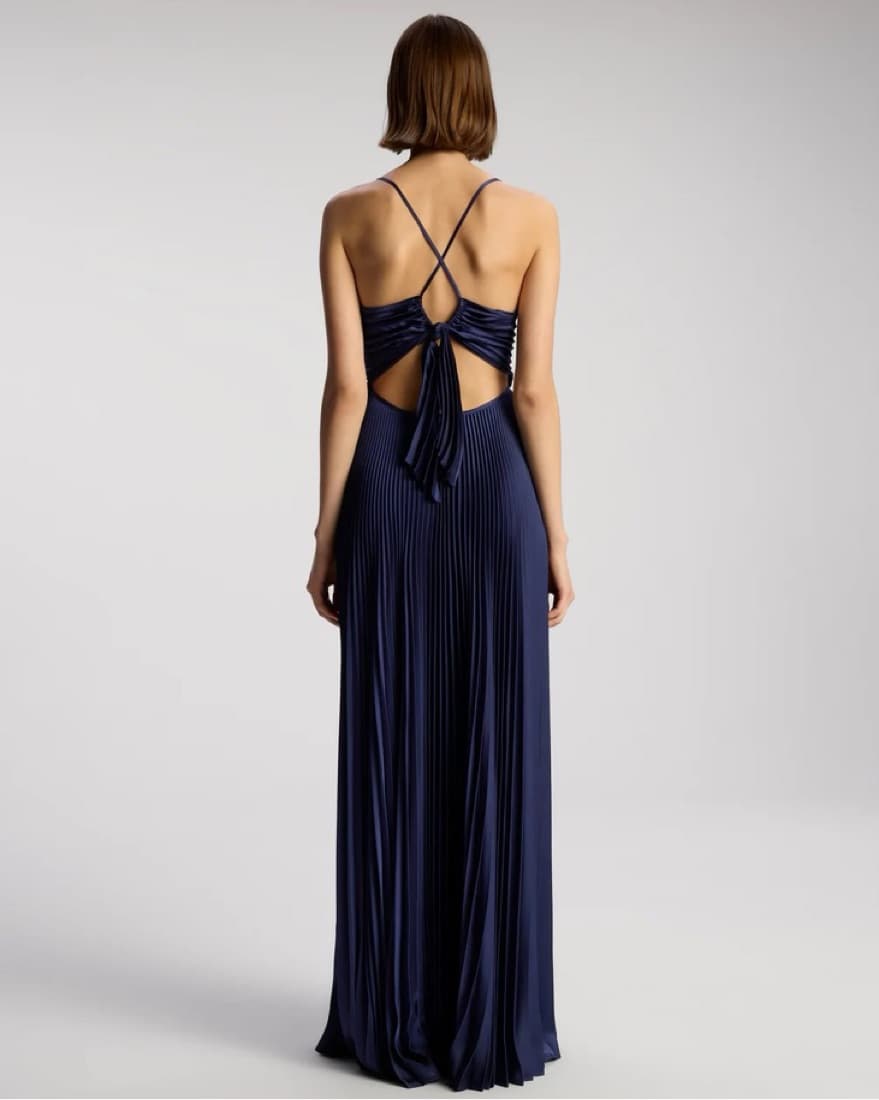 A.L.C. Aries Pleated Dress Navy - Image 4