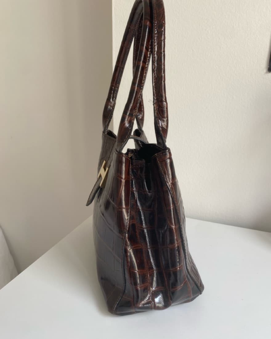 Brown Croc Verra Pelle Shoulder Bag - Image 4