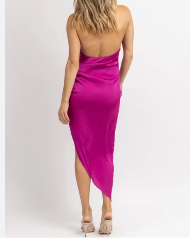 DEEP VIOLET COSMO SATIN MIDI DRESS - Image 4