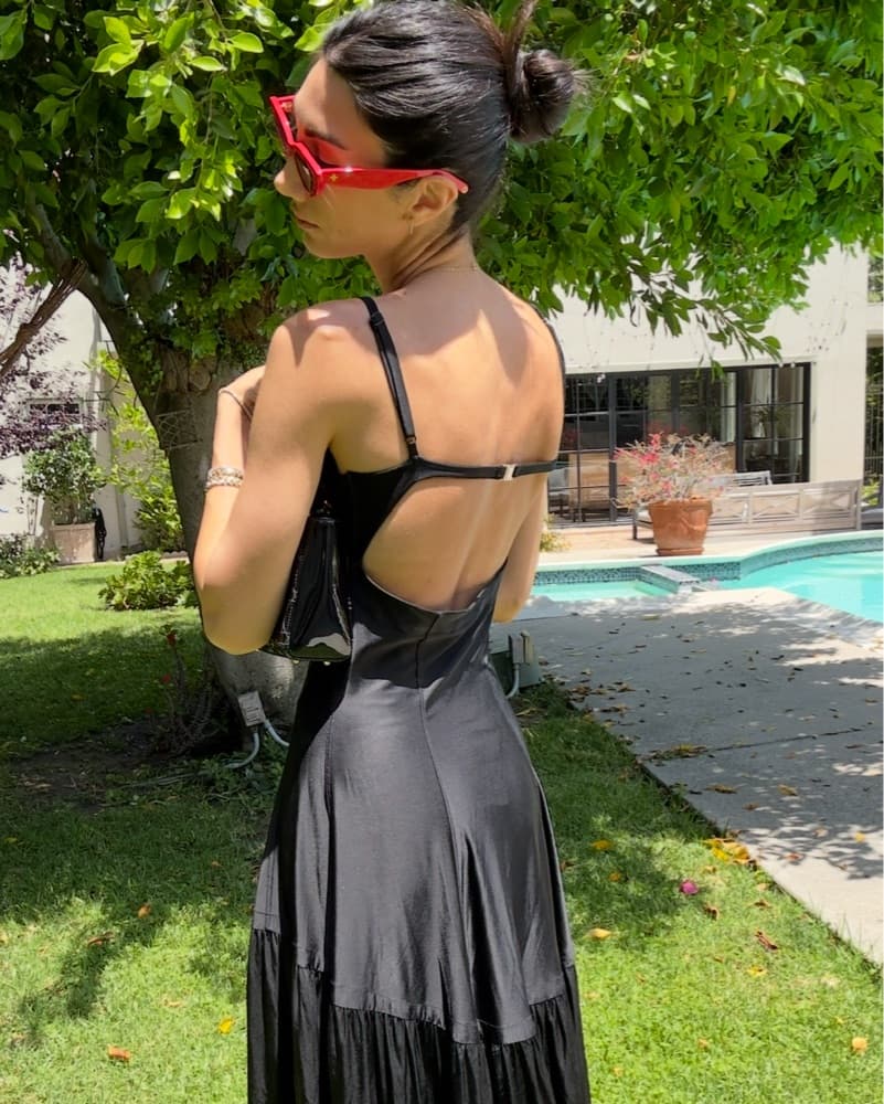 Elegant Black Satin Maxi Dress - Image 1