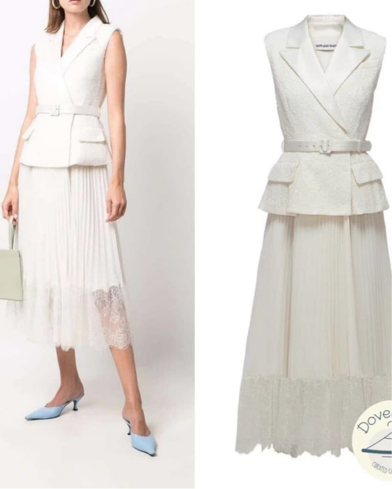 Self Portrait White Tailored Midi Dress - Image 3
