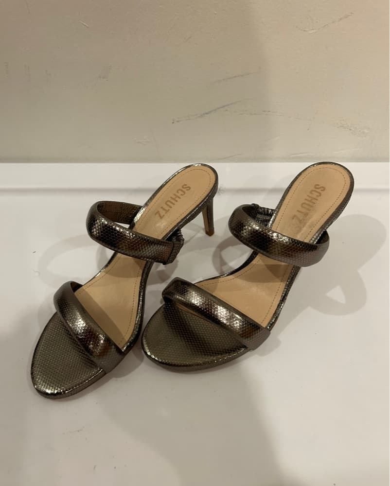 Schutz Metallic High Heel Sandals - Image 2