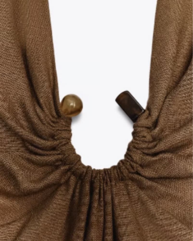 Zara Brown Linen Halter Dress - Image 4