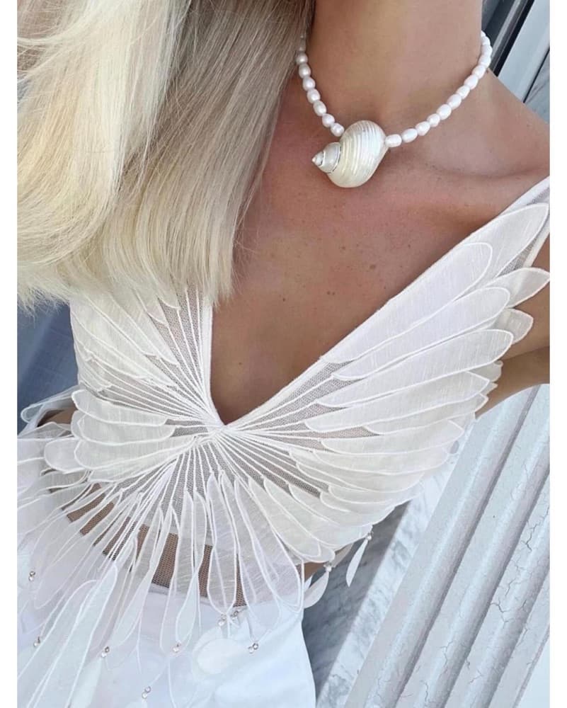 Julietta Myknonos Necklace | Coastal Chic, Shell Necklace, White Jewelry  - Image 6