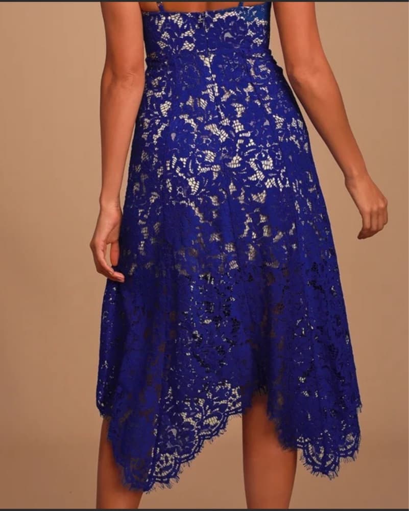 One Wish Royal Blue Lace Dress - Image 3