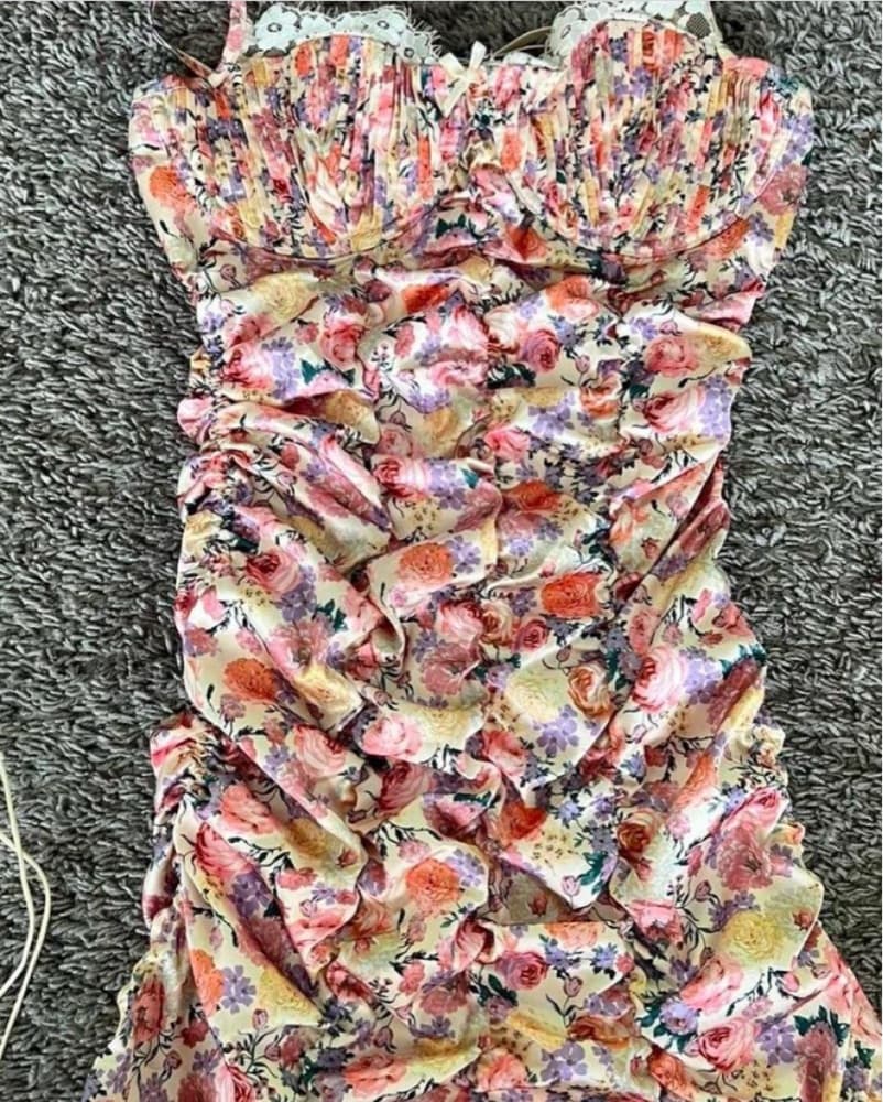 Vibrant Floral Ruched Dress - Image 2