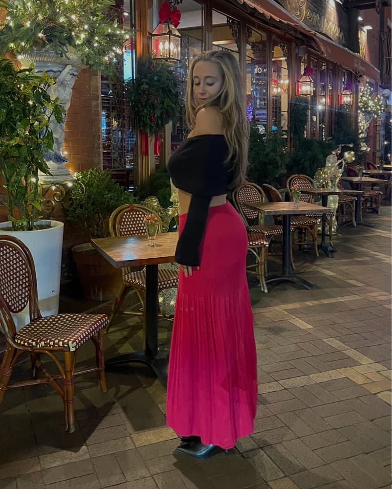 NA-KD Pink Knit Maxi Skirt - Image 3
